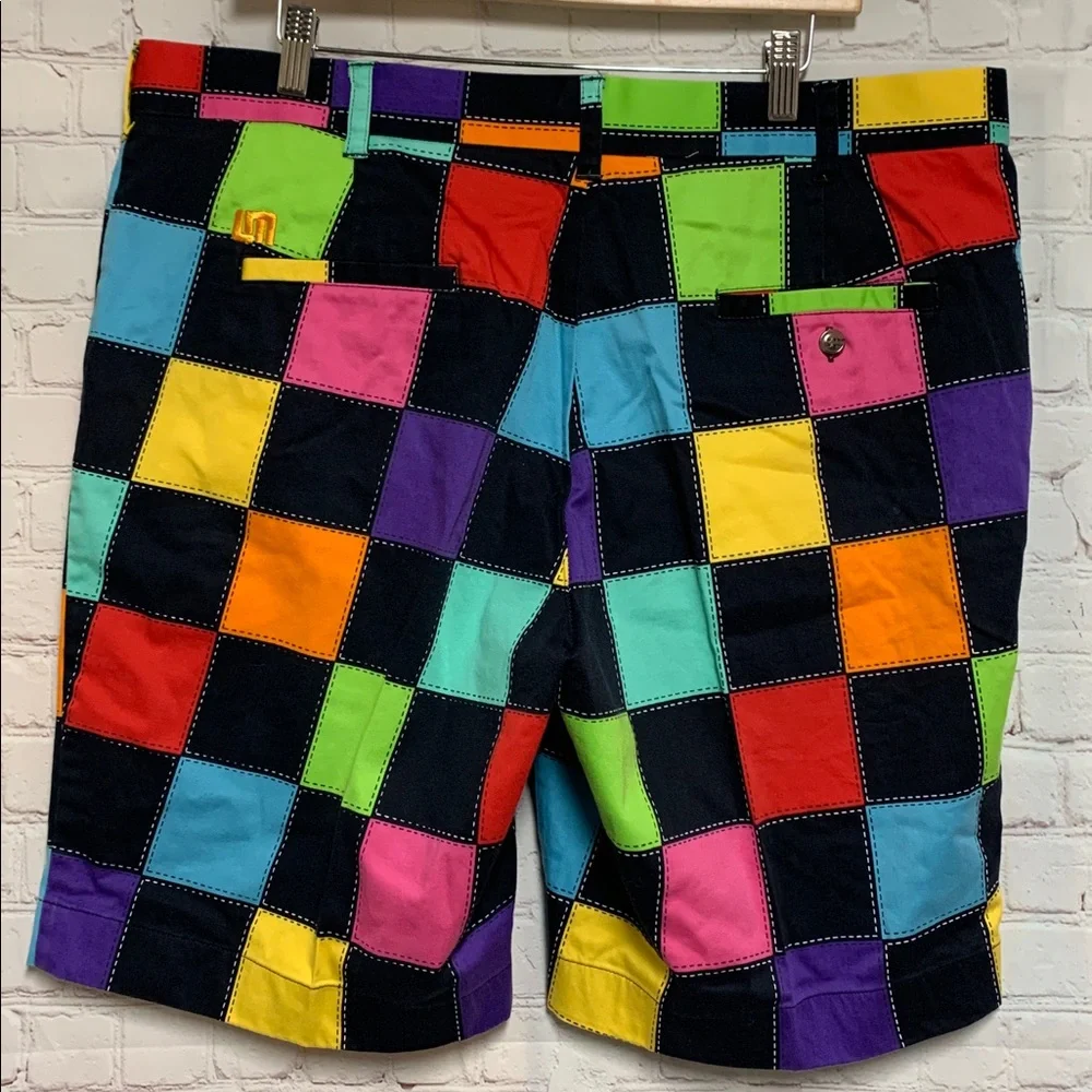 Loudmouth Square Patterned Multicolor Golf Shorts Size 40 x 9 - Picture 4 of 5